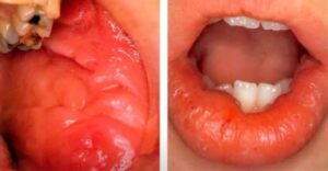 Generalized labial enlargement oral ulcerations in patients with crohns disease